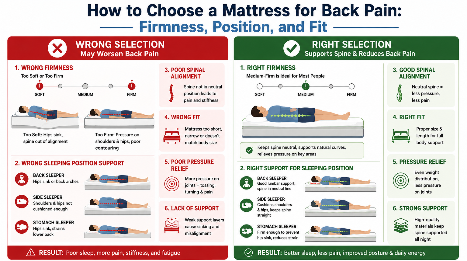 How to Choose a Mattress for Back Pain: Firmness, Position, and Fit