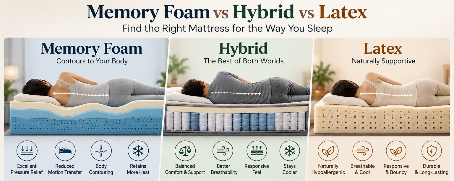 Memory Foam vs Hybrid vs Latex
